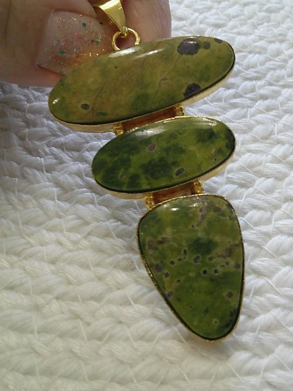 Gorgeous STICHTITE GREEN Handmade Gold-Filled Pendant/Chain #688E - Picture 2 of 3